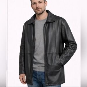 Jaclyn Smith Men's Dark Gray Leather Jacket